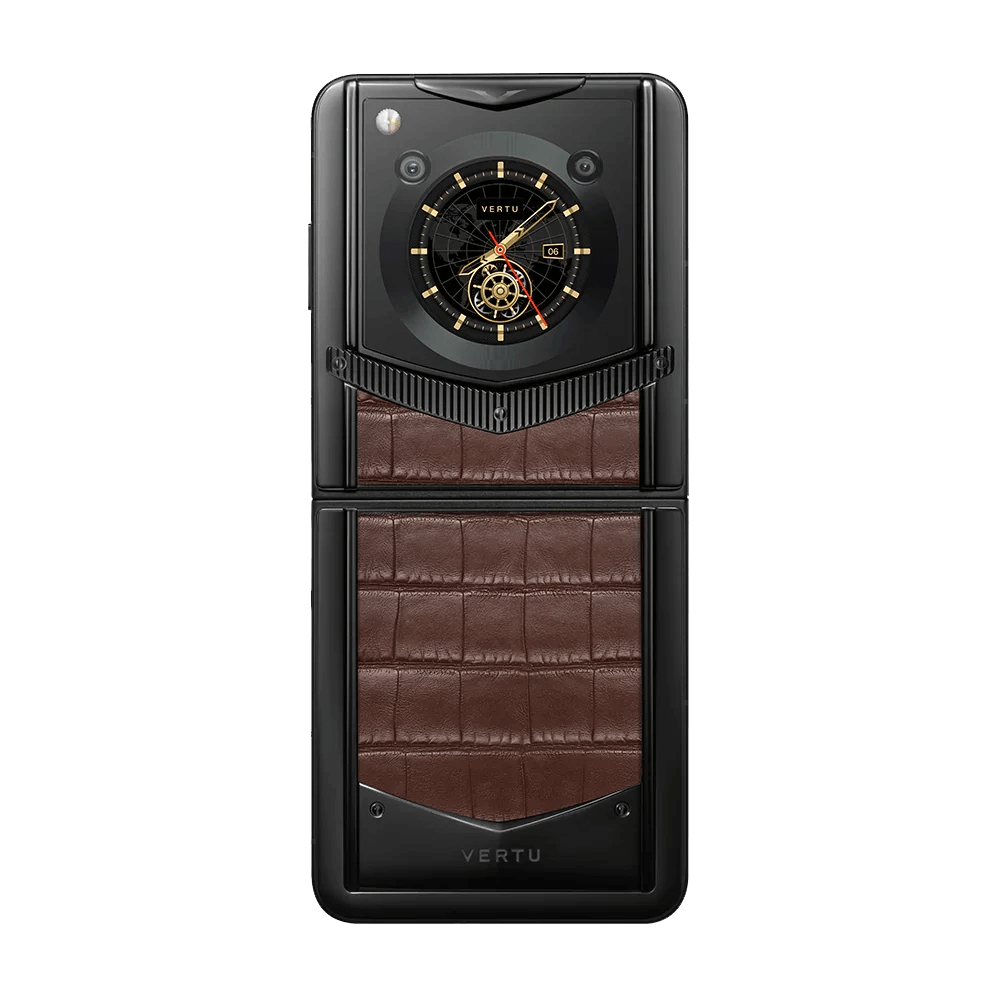 Vertu IRONFLIP AMBER BROWN ALLI BES FEE ALLIGATOR SKIN