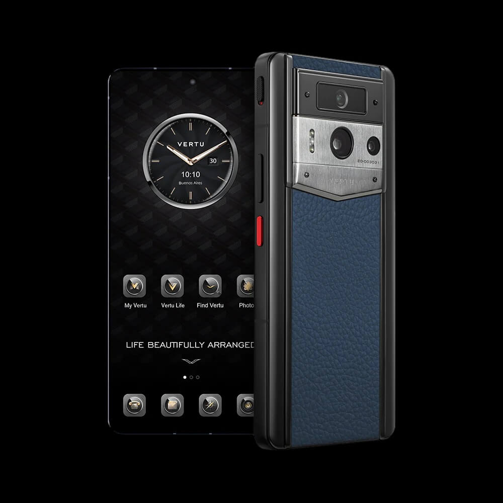 گوشی موبایل متاورتو نسل ۲ مدل CALFSKIN BLUE SILVER CASE