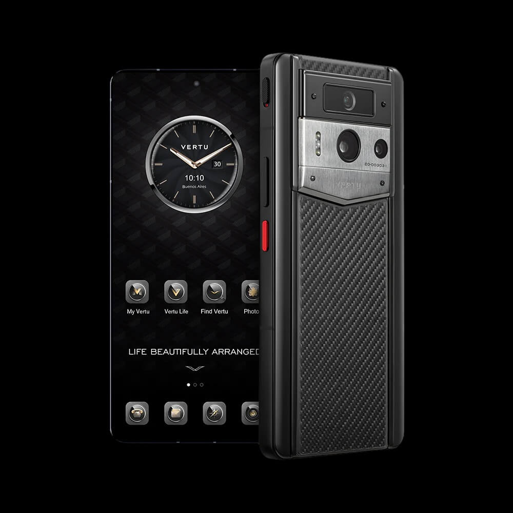 گوشی موبایل متاورتو نسل ۲ مدل CARBON FIBER BLACK SILVER CASE