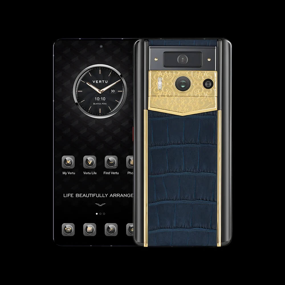 گوشی موبایل متاورتو نسل ۲ مدل LUXURY LOTUS MEMORY WITH ALLIGATOR SKIN NAVY BLUE