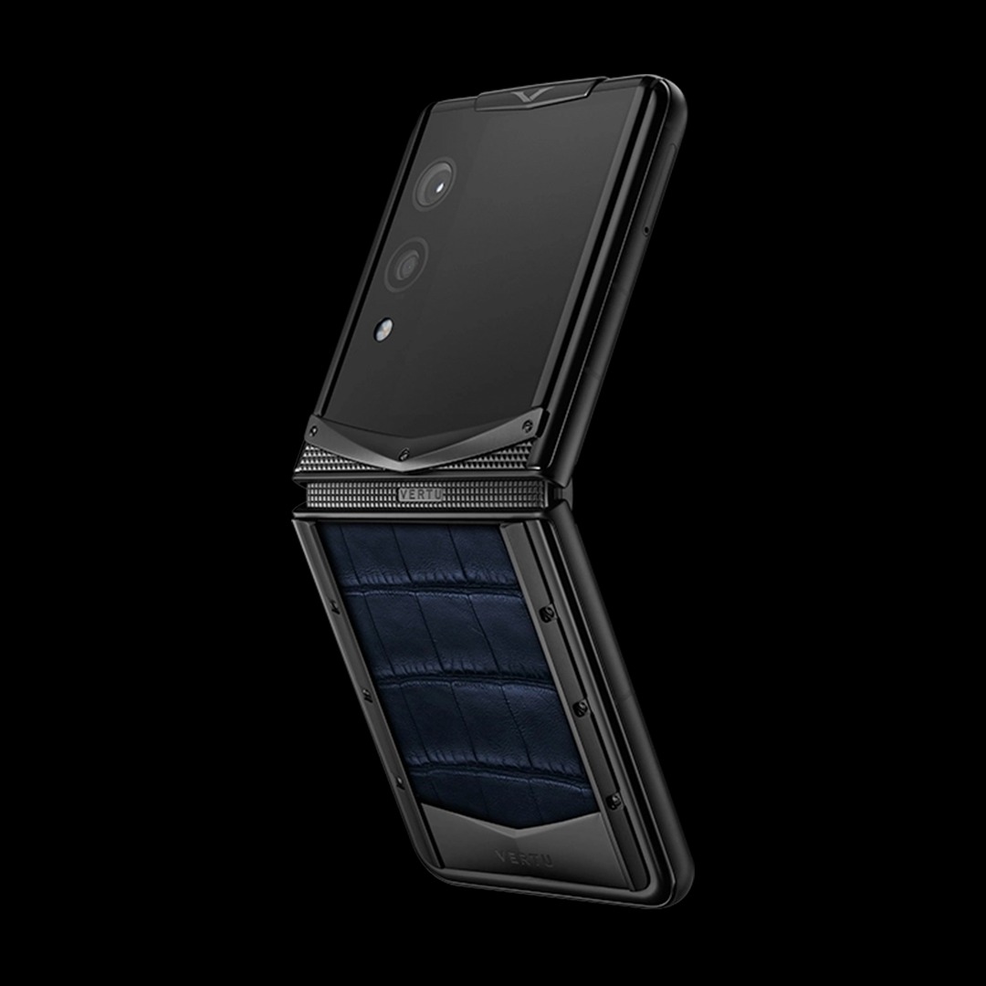 گوشی کوانتوم فیلپ ورتو مدل Vertu Quantum Flip Alligator Skin Navy Blue - ورتو موبایل