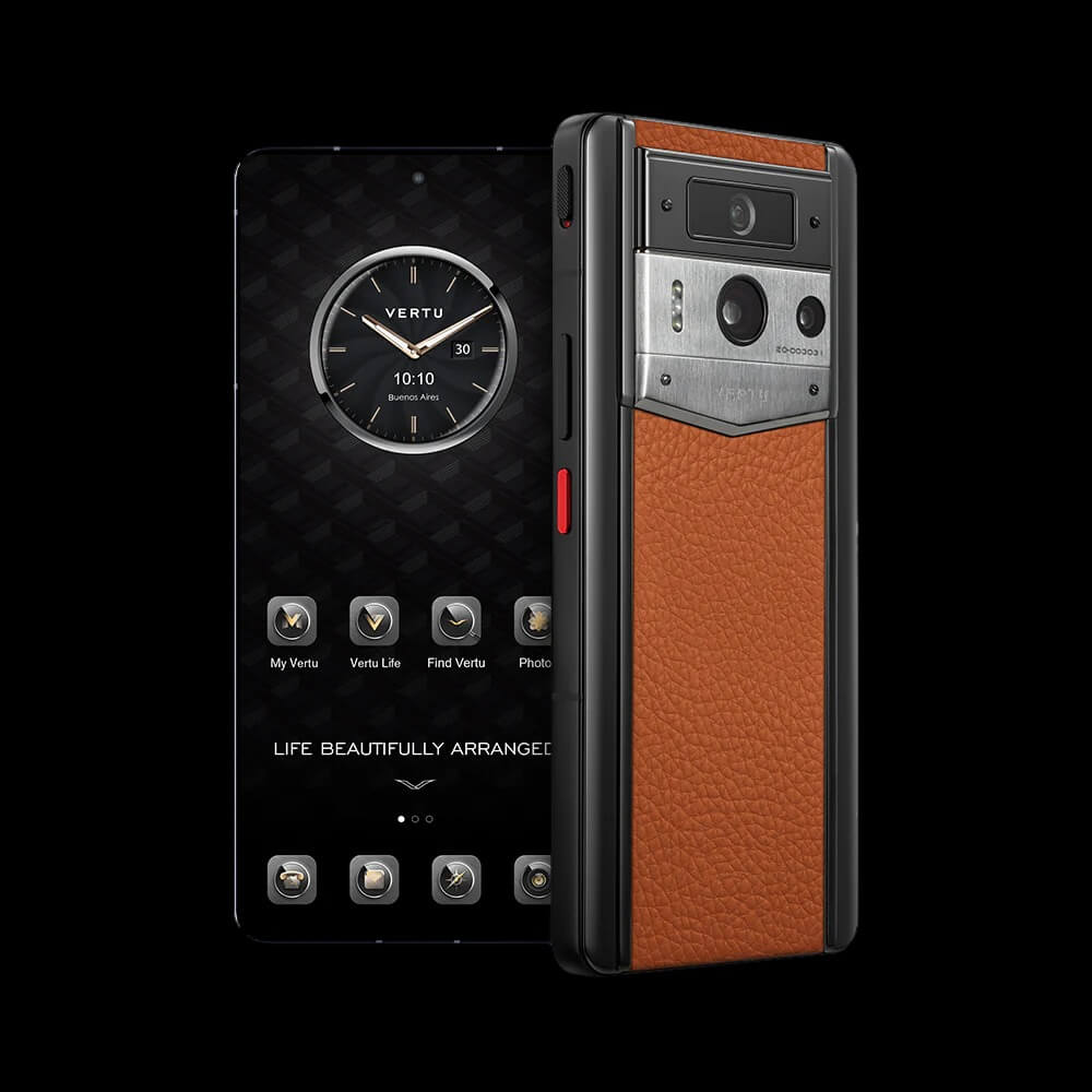 گوشی موبایل متاورتو نسل ۲ مدل CALFSKIN DAWNING ORANGE SILVER CASE