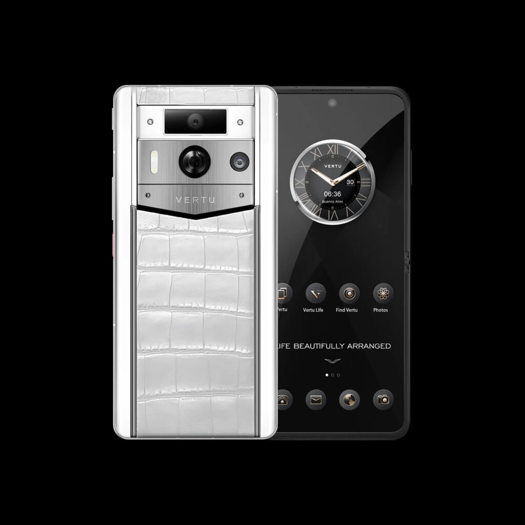گوشی موبایل متاورتو مکس نسل ۲ مدل WHITE ALLIGATOR SKIN WHITE SILVER CASE
