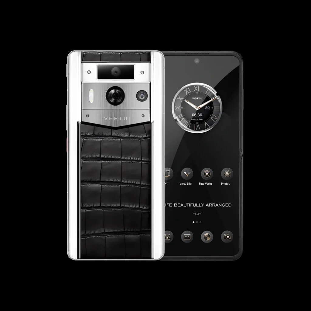 گوشی موبایل متاورتو مکس نسل ۲ مدل WHITE ALLIGATOR SKIN BLACK SILVER CASE