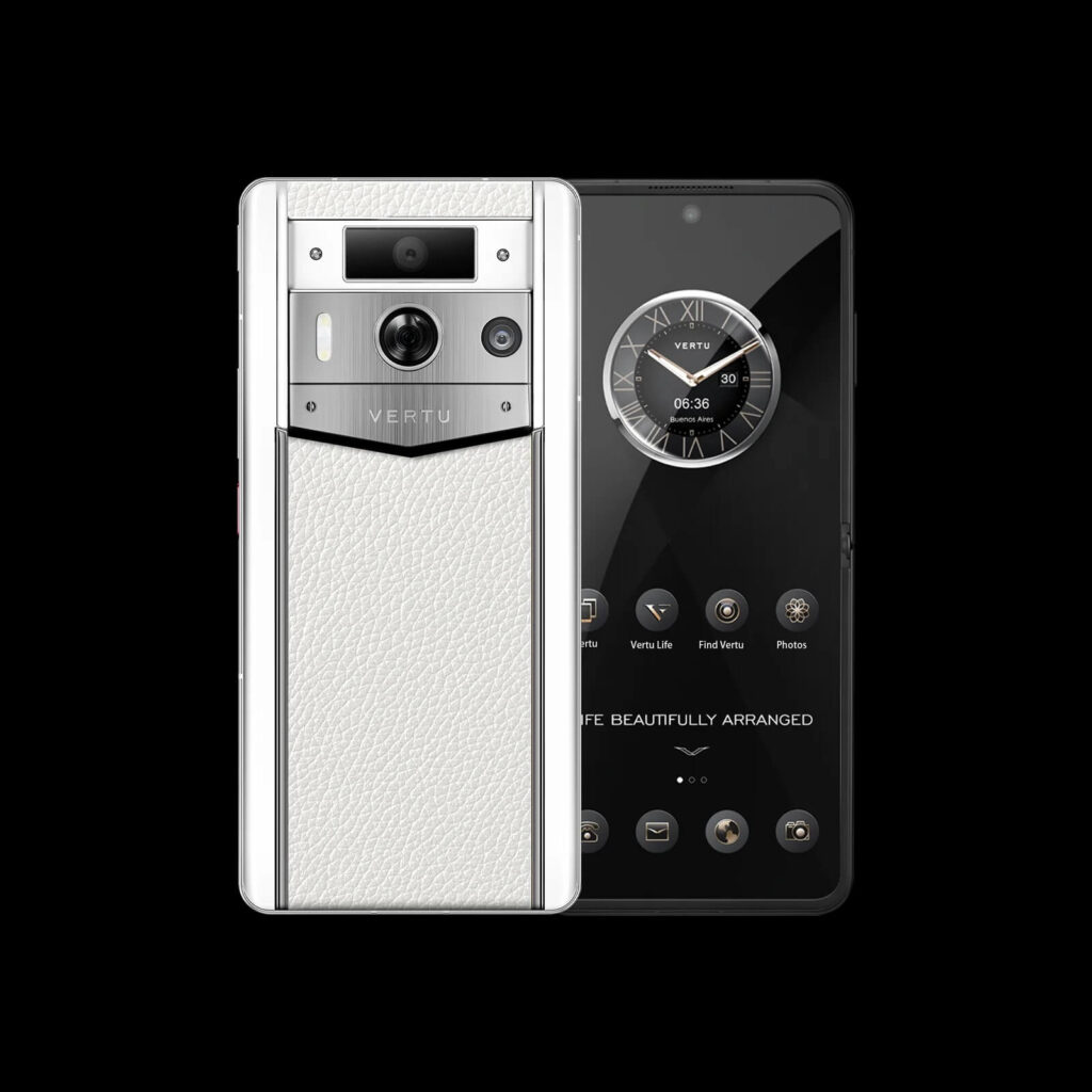 گوشی موبایل متاورتو مکس نسل ۲ مدل WHITE CALFSKIN WHITE SILVER CASE