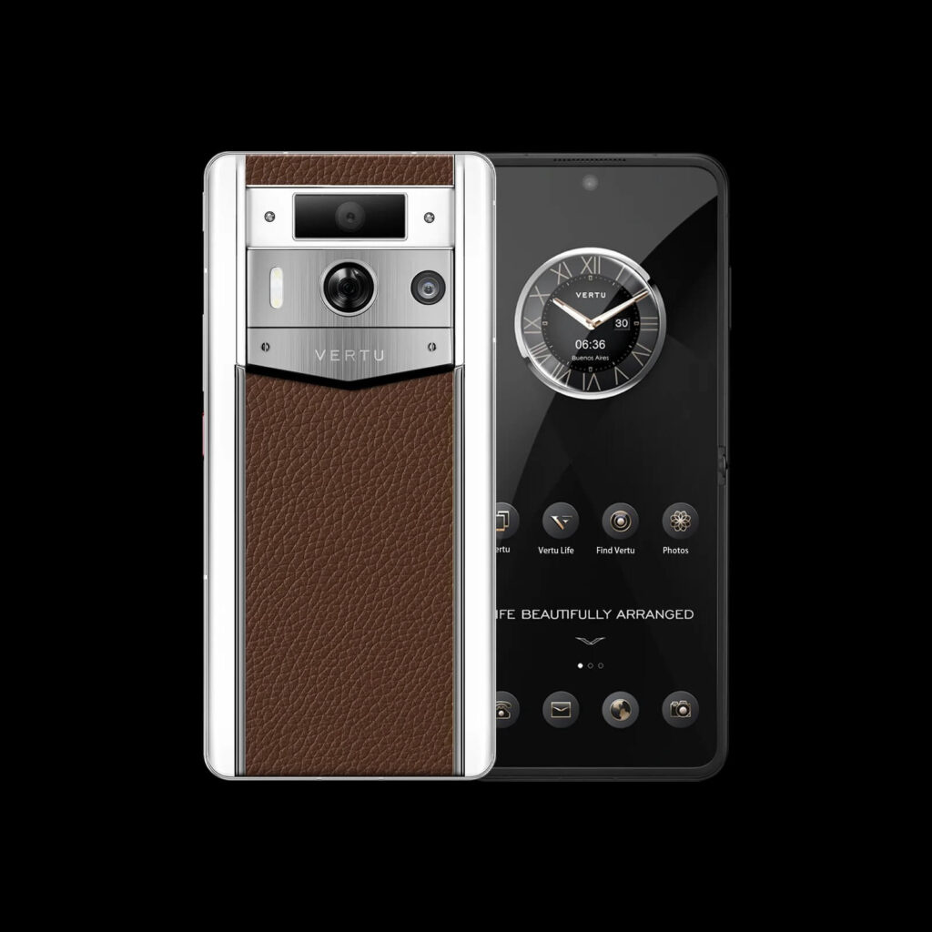 گوشی موبایل متاورتو مکس نسل ۲ مدل WHITE CALFSKIN CARAMEL SILVER CASE