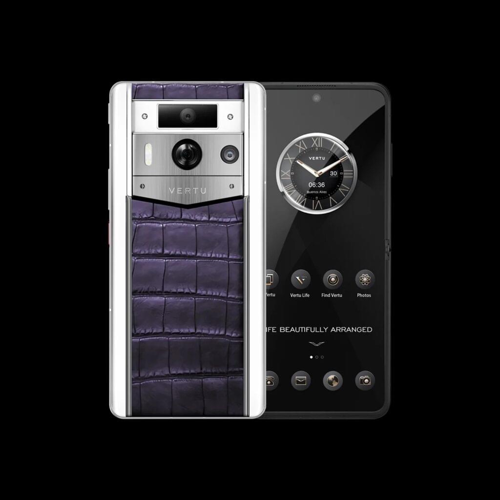 گوشی موبایل متاورتو مکس نسل ۲ مدل WHITE ALLIGATOR SKIN GRAPE PURPLE SILVER CASE