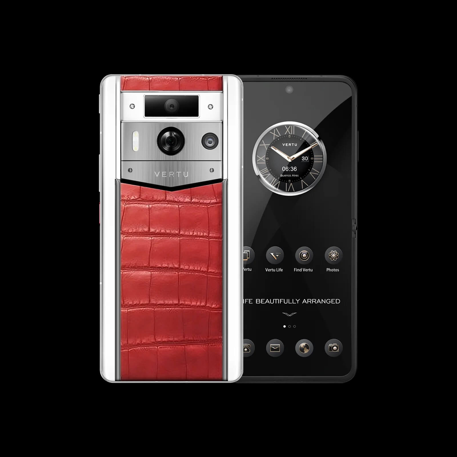 گوشی موبایل متاورتو مکس نسل ۲ مدل WHITE ALLIGATOR SKIN FLAME RED SILVER CASE