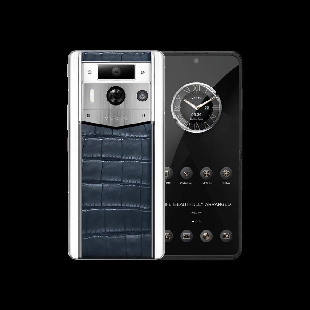 گوشی موبایل متاورتو مکس نسل ۲ مدل WHITE ALLIGATOR SKIN AMBER SILVER CASE