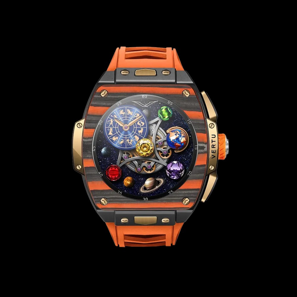 ساعت هوشمند گرندواچ ورتو مدل Bespoke Gold – Black and Orange Carbon Fiber - ورتو موبایل