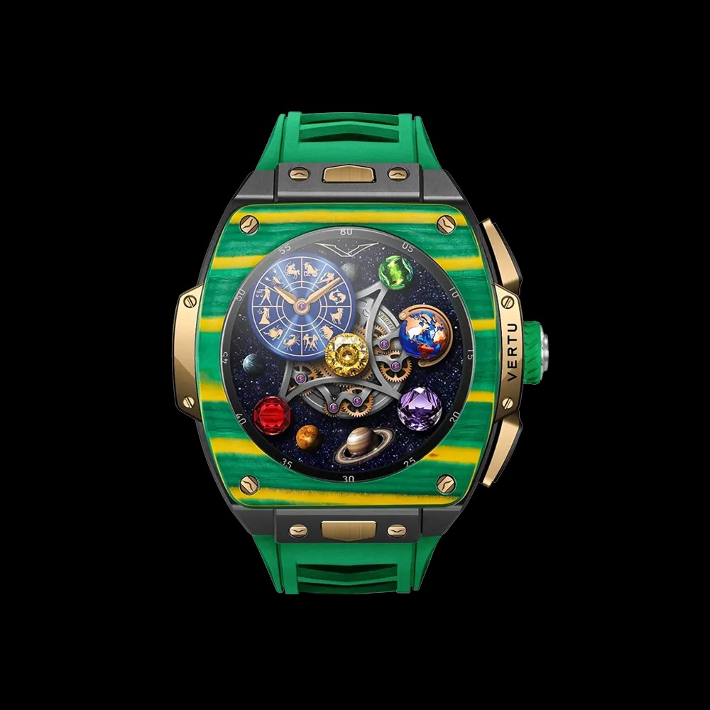 ساعت هوشمند گرندواچ ورتو مدل Bespoke Gold – Yellow-Green Carbon Fiber