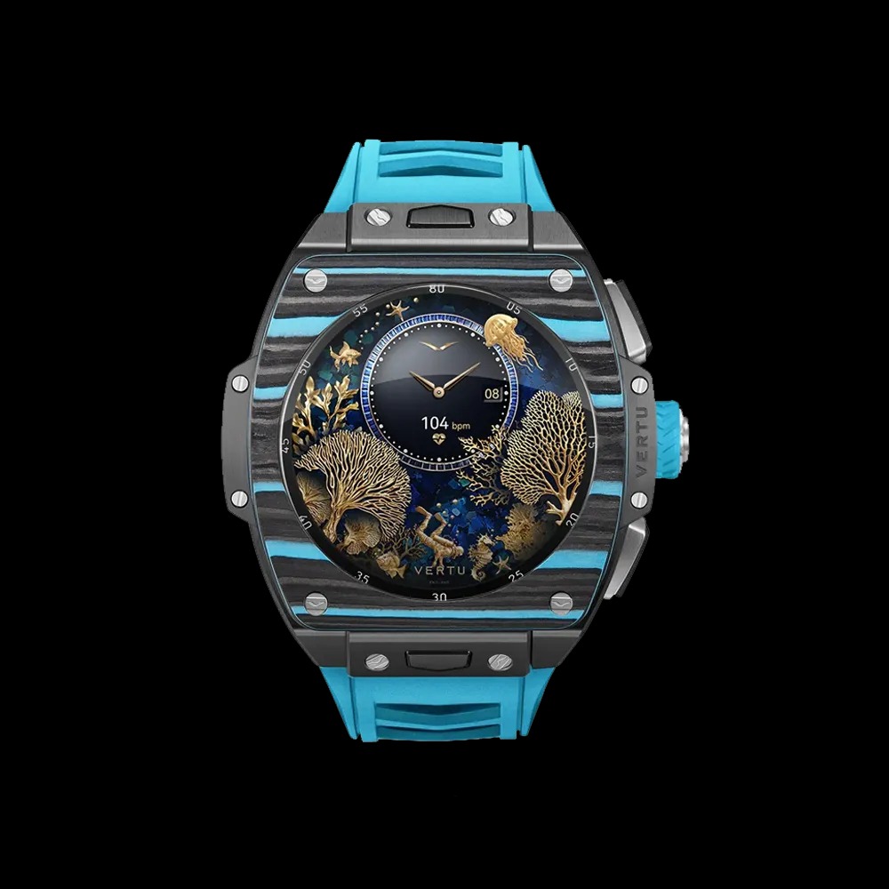 ساعت هوشمند گرندواچ ورتو مدل Black and Blue Carbon Fiber - ورتو موبایل