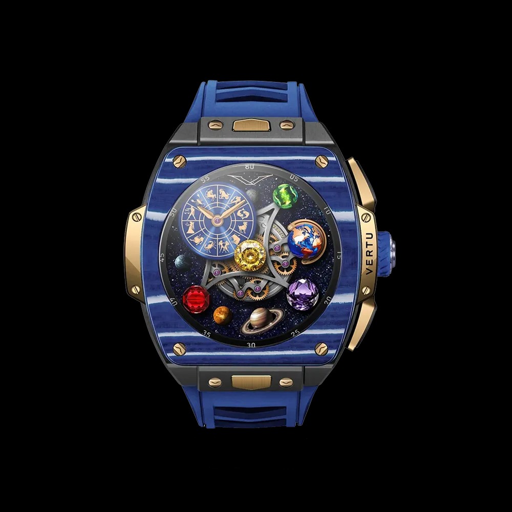 ساعت هوشمند گرندواچ ورتو مدل Bespoke Gold – Blue and White Carbon Fiber - ورتو موبایل