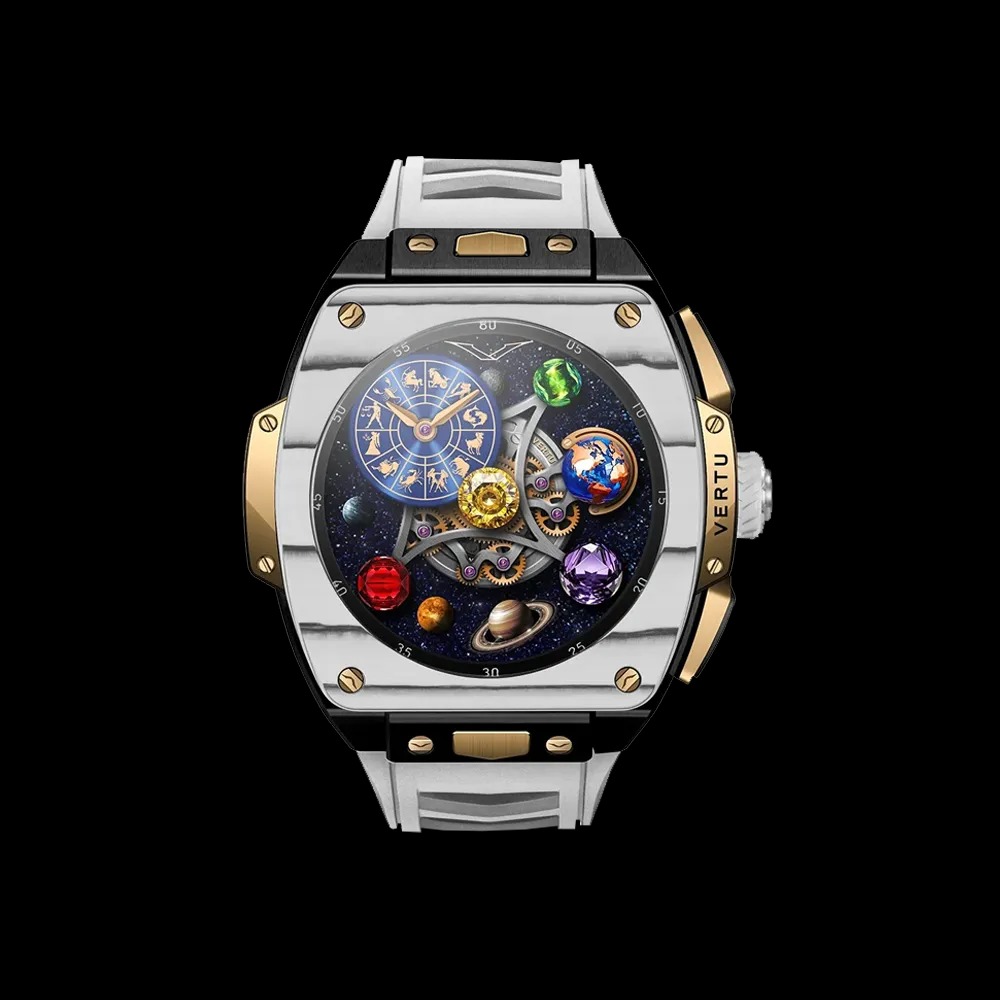 ساعت هوشمند گرندواچ ورتو مدل Bespoke Gold – Black and White Carbon Fiber - ورتو موبایل