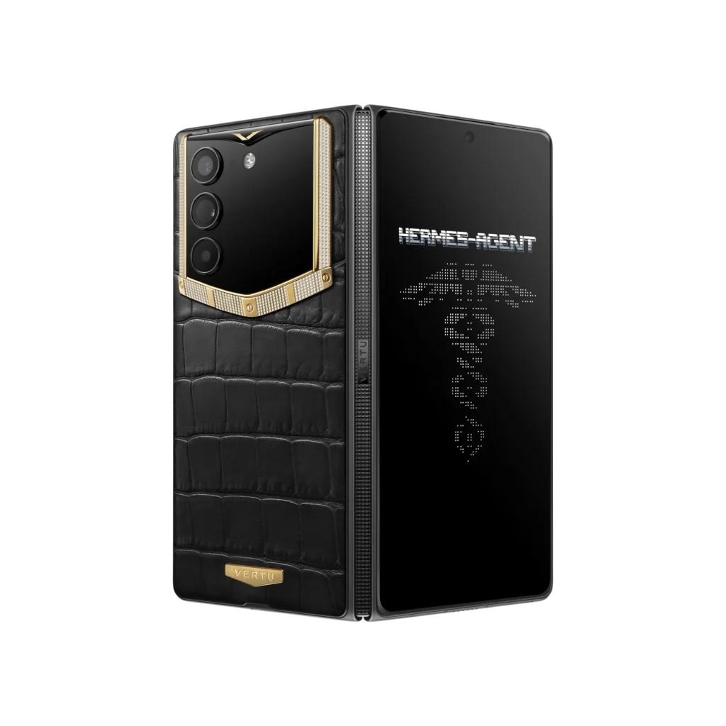گوشی آلفا فولد ورتو چرم هیمالیا مدل AlphaFold Bespoke Alligator Skin Gold & Diamond