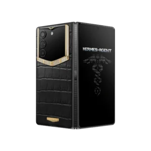 گوشی آلفا فولد ورتو چرم هیمالیا مدل AlphaFold Bespoke Alligator Skin Gold & Diamond