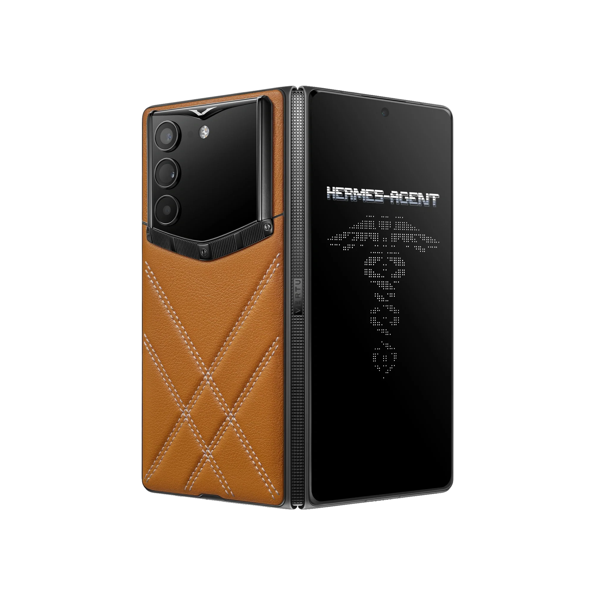 گوشی آلفا فولد ورتو مدل AlphaFold Stitched Calfskin Amber Brown