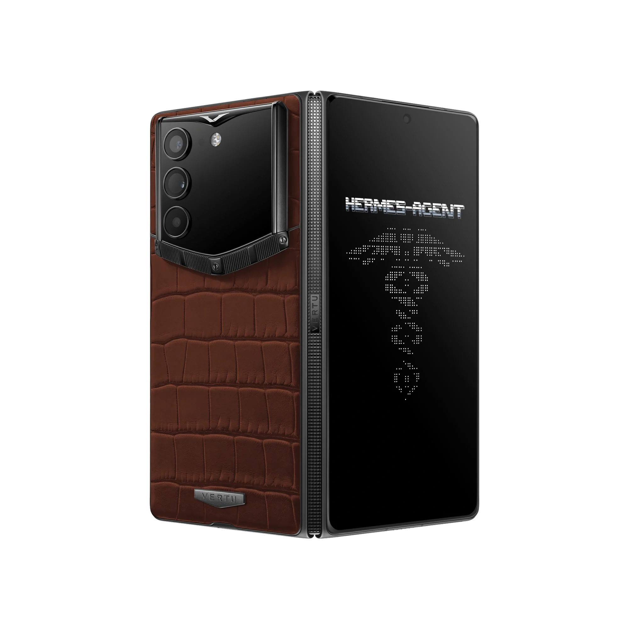 گوشی آلفا فولد ورتو مدل AlphaFold Alligator Skin Amber Brown